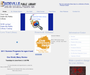 dadevillepubliclibrary.com: Welcome to the Dadeville Public Library
Website of the Dadeville Alabama Public Library