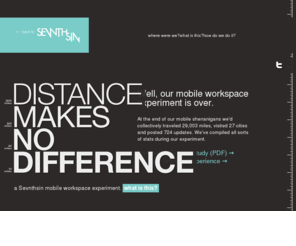 distancemakesnodifference.com: Distance Makes No Difference
For these next 10 days, Sevnthsin’s employees will be working wherever they’d like. For some that’s on a plane to the west coast. For others it’s the calm shores of a northern Minnesota lake.