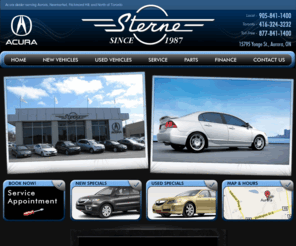 sterneacura.com: Used Acuras Toronto | Toronto Acura Dealer | Sterne Acura
Welcome to Sterne Acura in Aurora located just minutes from Toronto, Markham, Newmarket, Scarborough, Mississauga, Richmond Hill. Your online resource for MDX, RDX, TL.