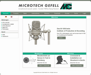 microtechgefell.com: Microtech Gefell GmbH
Hersteller professioneller Mikrofone