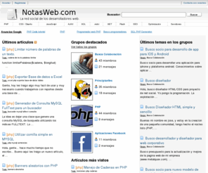 notasweb.com: Red Social de Desarrolladores y Programadores Web - NotasWeb.com
La red social de los desarrolladores y programadores web. Encuentra artículos relacionados con el desarrollo y programación de sitios web.
