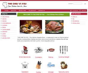 thechefinyou.com: Cooking Supply Stores, Baking Cake Pans, Cooking Kettles, Pizza Stoneware, 
The Chef in You is one of the best kitchen and cooking supply stores. We carry baking cake pans, cooking kettles, Wilton cake pans, silicone bake ware, pizza stoneware and other products. 