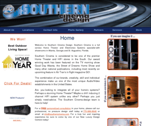 zephyrskate.com: Southern Cinema Design
Welcome to Southern Cinema Design. Southern Cinema is a full service Home Theater and Electronics Systems specialist with showrooms in Atlanta, Georgia and St. Augustine, Florida. 