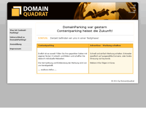 contentparking.com: ContentParking: Domainparking war gestern, die Zukunft heisst Contentparking!
Domainparking war gestern, die Zukunft heisst Contentparking!