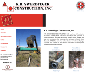 krswerd.com: K.R. Swerdfeger Construction, Inc.
K.R. Swerdfeger is a leader in providing quality construction expertise for Utility Installation, Trenchless Technology and Highway/Site Work.