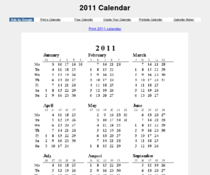 2011calender.net: 2011 Calendar
2011 calendar with week numbers