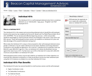 individual401k.com: Individual 401k | Individual401k.com
The 401k for the self employed, freelancers, entrepreneurs, independent contractors and small business owners. Learn more about Individual 401k loans, contribution limits, eligibility and use the Individual 401k calculator.