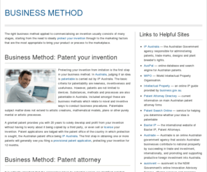 businessmethod.com.au: Business Method
The first step of the Business Method approach would be to submit a Provisional Patent application for the Invention, a Patent Attorney is highly advisable when completing this step to give the best possible chance of obtaining a Patent.