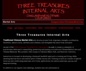 chineseboxingclub.org: Three Treasures Internal Arts--Chinese Martial Arts
The traditional Chinese martial arts of Xingyi, Bagua, Lanshou, and Northern Shaolin, as taught by the North American Tang Shou Tao Association.