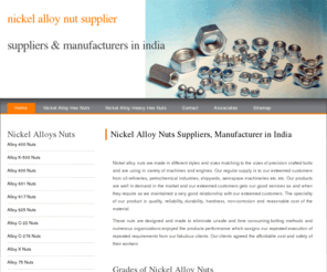 nickelalloynutsupplier.com: nickel alloy nuts | nickel alloy nut suppliers | nickel alloy nut manufacturers | nickel alloy nuts in India | nickel alloy heavy hex nuts
nickel alloy nuts suppliers and manufacturers in India.