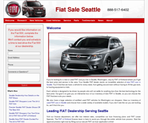 southchicagofiat.net: Seattle Fiat Dealership | Fiat Of Kirkland | Fiat Cars For Sale WA
Our leading Seattle Fiat dealership, Fiat of Kirkland, offers a large inventory selection of new and used Fiat cars for sale at great prices. Additionally, our service center is able to service any vehicle from any brand.