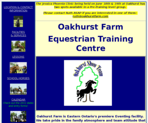 oakhurstfarm.com: Oakhurst Home Page
Oakhurst farm offers equestrian education and competition focussed on horse trials and 3-day events