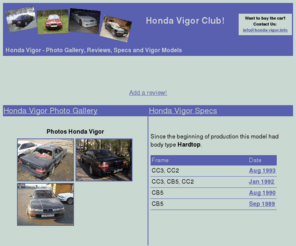 honda-vigor.info: Honda Vigor Photo Gallery, Reviews, Specs and Vigor Models
The interesting information about Honda Vigor - photos, specs and reviews