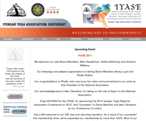 iyase.org: Iyengar Yoga Association of the Southeast U.S.
IYASE is committed to the study, teaching and dissemination and promotion of the art, science and philosophy of yoga according to the teaching of yogacharya B.K.S. Iyengar and his family in the Southeartern U.S.