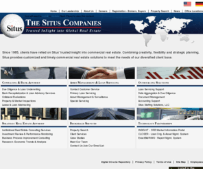 thesituscompanies.com: Home - The Situs Companies
Situs provides global commercial real estate services including consulting, loan servicing, outsourcing, brokerage and asset management.