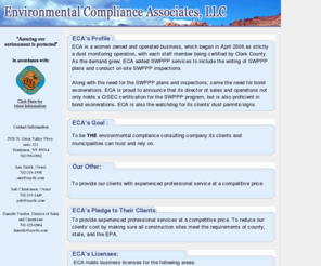 eca-llc.com: Environmental Compliance Associates, LLC
Air quality control monitoring that protects current and new clients from receiving air quality and/or SWPP violation fines, by making sure all projects meet the EPA and Clark County standards.