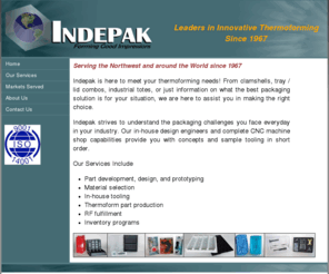 indepak.com: custom thermoforming, Indepak Home
Indepak has been providing custom thermoforming services since 1967.