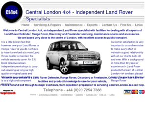 cl4x4.com: Land Rover Defender Discovery Freelander Range Rover servicing repairs spare parts accessories
Land Rover Defender Discovery Freelander Range Rover servicing repairs spare parts accessories. Central London 4x4 independent specialists