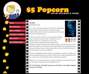 5dollarpopcorn.com: $5 popcorn.com movie reviews
Movie reviews, new in theaters, now playing, latest dvd releases