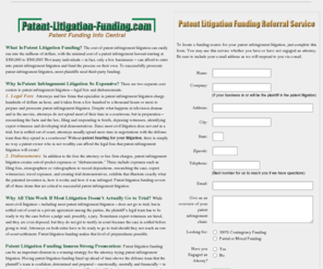 patent-litigation-funding.com: Patent Funding | Patent Litigation Funding | Patent Funding Referral Service
Patent Litigation Funding Info Central | Patent Litigation Funding | Free Patent Funding Referral Service