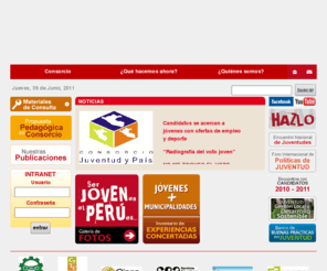 agendajovenperu.org: Juventud, Participación y Gobernabilidad Democrática
web dedicada a tema de desarrollo, desarrollo humano, interculturalidad, jóvenes, género, equidad de género, ciudadanía, participación, juventud, políticas de juventud, gestión local, concertación, ambiente, derechos humanos