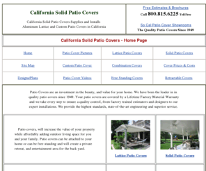 solid-patiocovers.com: California Solid Patio Covers - Solid Patio Covers
California Solid Patio Covers Supplies and Installs Aluminum Solid Patio Covers in California