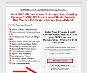 plrwholesaler.biz: Private Label Rights And Master Resell Rights Products For Free!
FREE Private Label Rights and Master Resell Rights Products. Create Your Own Virtual Empire With This Unbelievable Arsenal of Top Quality Private Label Resell Rights Articles, eBooks, Software, Video Courses, Audios...