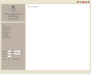 xn--europischerhof-9hb.com: Willkommen | Der Europäische Hof, Hotel Europa - Heidelberg
Sie suchen ein Hotel in Heidelberg, dann lernen Sie den Europäischen Hof kennen. Das 5-Sterne Privathotel im Zentrum von Heidelberg bietet Ihnen seit 1865 edel gestaltete Zimmer und Suiten, verschiedene Tagungsräume und Restaurants sowie einen Fitness- und Spa-Bereich mit Blick über Heidelberg. Sie haben Fragen zu Übernachtungen und Veranstaltungen in der Heidelberger Stadtmitte, dann melden Sie sich bei uns.