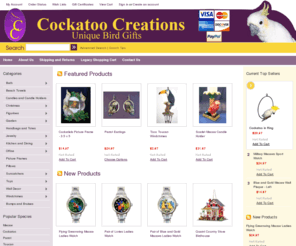 cockatoocreations.com: Cockatoo Creations - Cockatoo Gifts, Parrot Gift, Macaw Figurines, Toucan Art, and Cage Bird Jewelry
Parrot, tropical bird and exotic bird gifts - parrot jewelry, figurines, collectibles, suncatchers, decor, ornaments, art, windchimes, plush parrots