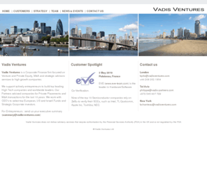 vadisventures.com: Vadis Ventures - Corporate Finance firm focused on Venture and Private Equity, M&A
Vadis Ventures is a Corporate Finance firm focused on Venture and Private Equity, M&A and strategic advisors services to high growth companies.