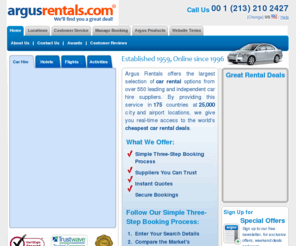 rentalcarsineurope.com: Argus Car Rentals - Budget Car hire over 17,000 locations worldwide
Car Hire Worldwide, Find the best deals on car hire and vehicle rental in many countries worldwide, UK, France, Spain,Ireland, Portugal and more, Dublin, Nice, Malaga , Alicante