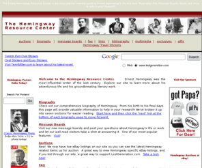 lostgeneration.com: Hemingway Resource Center~Welcome
A comprehensive site devoted to the life and work of Ernest Hemingway
