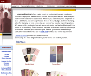 spiralcalendars.net: Journals Direct - Factory Direct Prices, Wire-O & Leather Products
custom journals, leather products, personalize office products, legal pads, pad covers, poly-cover journals, tallybooks, leather binders, picture frames, usa custom pad, factory direct prices