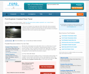 crackedrearpanel.com: Ford Explorer Cracked Rear Panel Defect | FordProblems.com
Ford Explorer cracked rear panel problem information. Detailed information about rear panels that crack with the Ford Explorer, especially the 2002 and 2003 Explorer. Ford Problems.com provides free information about Ford car problems & complaints, official recalls and defects, and investigations.