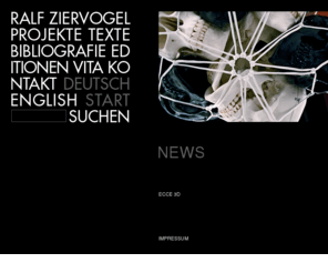 ralfziervogel.info: Ralf Ziervogel > Start
RALF ZIERVOGEL, Offizielle Webseite von Ralf Ziervogel, Berliner Künstler, Portfolio über alle Projekte, Texte, Publikationen, Editionen, Vita, Zeichnung, Installation