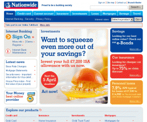nationwide.co.uk: Nationwide Building Society: Mortgages, Savings, Current Accounts, Banking, Insurance, Credit Cards, Loans, Investments
Nationwide offers award winning online banking: from current accounts to credit cards, mortgages to savings and investments.  Whether you are looking for home insurance, car insurance or a personal loan, Nationwide Building Society can help.