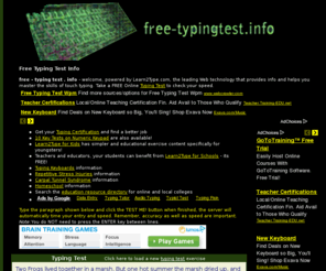 free-typingtest.info: FREE Typing Test Info - take the FREE online typing tests
FREE Typing test info, find out your typing speed.