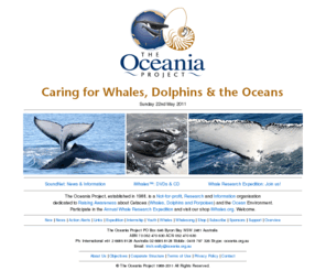 oceania.org.au: The Oceania Project - Caring for Whales, Dolphins and the Oceans
Information about the care, conservation and protection of Whales, Dolphins and the Oceans. Participate in the Whale Research Expedition to Hervey Bay