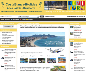 costablanca4holiday.com: CostaBlanca4Holiday Verhuur vakantie woningen spanje
Costa Blanca verhuur van vakantiehuizen in Albir,Altea en omgeving Benidorm Verhuur vakantie woningen spanje.