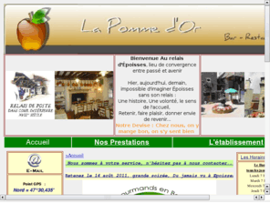 pommedor-epoisses.com: RESTAURANT POMME D'OR EPOISSES
Présentation du Bar Restaurant Traiteur avec détail sur prestations et établissement