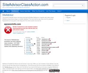siteadvisorscam.com: SiteAdvisorClassAction.com | Have you been slandered or defamed by McAfee SiteAdvisor?
