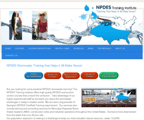 stormwatertrainingcourses.net: NPDES Stormwater Training Institute
NPDES training for Qualified Personnel, MS4 municipalites including erosion and sediment control training and stormwater training and consulting solutions.