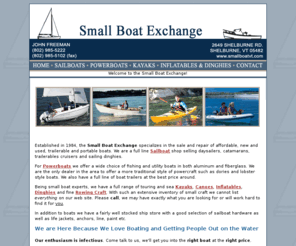 smallboatvt.com: Small Boat Exchange - Sailboats, Sail Boats, Hunter, Precision Boat Works, Hobie
Small Boat Exchange specializes in the sale and repair of affordable, new and used, trailerable and portable boats. We are a full line Sailboat shop selling daysailers, catamarans, trailerables cruisers and sailing dinghies.