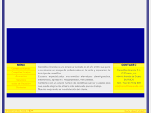 carretillasaranda.com: 
Estamos especializados en carretillas elevadoras diesel-gasolina, electrónicas, apiladores, recogepedidos, transpaletas.
Contamos con un amplio numero de carretillas nuevas y usadas para que pueda elegir entre ellas la más adecuada para su trabajo.
Nuestro mejor éxito es la satisfacción del cliente.