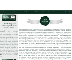 hoacharlotte.net: Cedar Management Group
Cedar Management Group offers a full range of affordable HOA management and Property Management solutions to residential and commercial properties. Cedar has hoa management and property management office locations in Charlotte, Asheville, Winston-Salem, and Columbia.