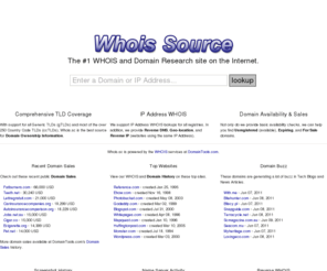 whoissc.com: WHOIS Lookup for Domain & IP Address Research | Whois Source
Discover who is behind a Website or IP Address by using our WHOIS Database Search. Domain Availability, History, Website Thumbnails, and more.