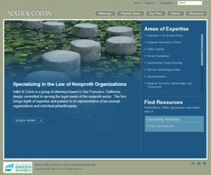 adlercolvin.com: Adler & Colvin - Nonprofit Law
Attorneys practicing nonprofit law and tax-exempt organizations located in San Francisco, California