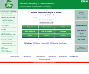 e-cycling-center.net: Electronics Recycling | Asset Recovery for Businesses | Electronics Recycler Reviews | Electronics Recycling Information
Electronics Recycling | Asset Recovery for Businesses | Electronics Recyclers Reviews | Nationwide Schedule of Electronics Recycling Events | Best Practices for Electronics Recycling