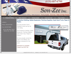 sonzee.com: Son-Zee Inc.
Protective Clothing, Safety Equipment, Painting Supplies, Small Tools, Paper & Plastic