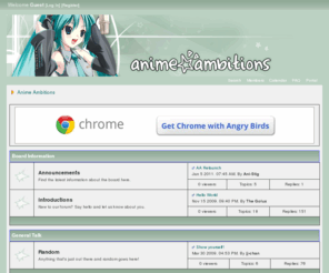 animeambitions.com: Anime Ambitions
Third generation anime forum. Hopeing to rebuild the old community.